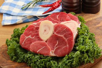 Raw ossobuco beef meat for cooking