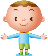 黄緑色の半ズボンを履いている男の子