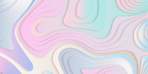 Abstract colorful background with lines . Modern and creative design with light purple realistic papercut decoration textured with wavy layers .Modern origami design template .