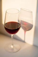 red wine in the glass.