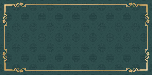 chinese pattern background with golden frame and ornament, applicable for website banner, poster and sign corporate, social media template, oriental menu book restaurant, printing paper wedding invite