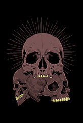 Skull with light artwork illustration
