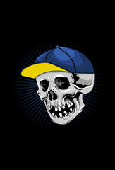 Skull with light and hat vector illustration
