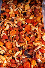 dried apples, dried apricots, prunes