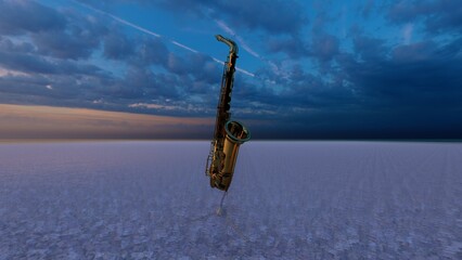 saxophone with nature background