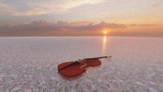 violin with nature background