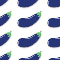 Eggplant icon. Vector illustration of a purple raw vegetable. Healthy food seamless pattern.