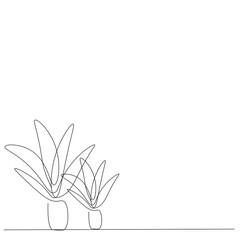 Plants in pot silhouette vector illustration