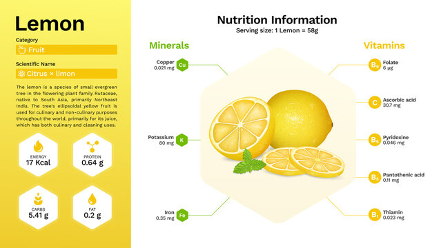 Lemon and its nutritional properties -  Infographics Design