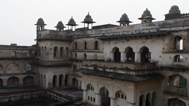 Jahangir Mahal (Orchha Fort) in Orchha, Madhya Pradesh, India, Jahangir Mahal or Orchha Palace is citadel and garrison located in Orchha. Madhya Pradesh. India, Indian Archaeological Sites