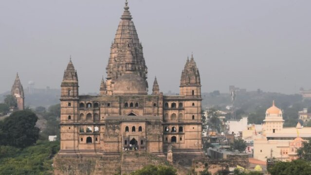 Jahangir Mahal (Orchha Fort) in Orchha, Madhya Pradesh, India, Jahangir Mahal or Orchha Palace is citadel and garrison located in Orchha. Madhya Pradesh. India, Indian Archaeological Sites
