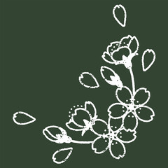 手描き風のシンプルな桜のイラスト（チョーク風）