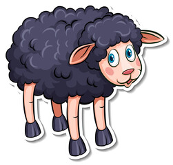 Black sheep farm animal cartoon sticker