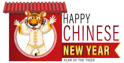 Chinese new year with happy tiger