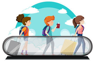 Group of friends are travel holiday theme with a backpack.