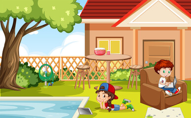 Scene with children in the park