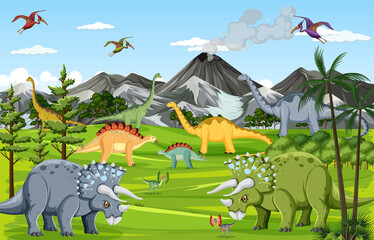Dinosaur in prehistoric forest scene © blueringmedia