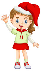 Cute girl in Christmas costume cartoon character
