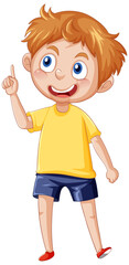 A boy standing on the floor cartoon character on white background