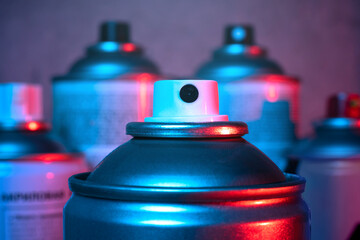 aerosol paint spray can. colors. - 489490591