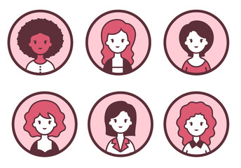 Women avatars flat icon set.