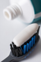 toothbrush and toothpaste. morning hygiene.