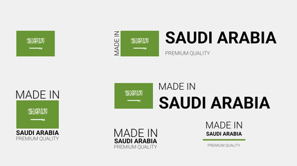 Vector set of made in Saudi Arabia  labels Rectangle , made in the audi Arabia logo, audi Arabia flag, product emblem, patriot proud label stamp