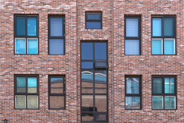 Beautiful window sill on a red brick wall