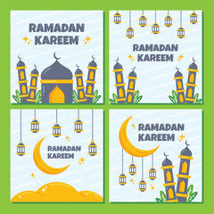 Flat ramadan instagram posts collection