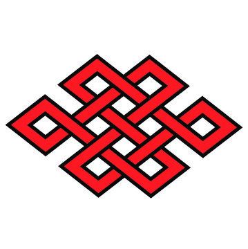Tibetan Endless Knot Auspicious Symbol. An important symbol in Hinduism, Jainism, Buddhism, other Chinese and Celtic symbolism
