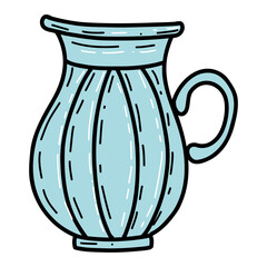 Cute flower pot or vase in doodle style. Spring collection with cute hand-drawn vase. Interior, home decor