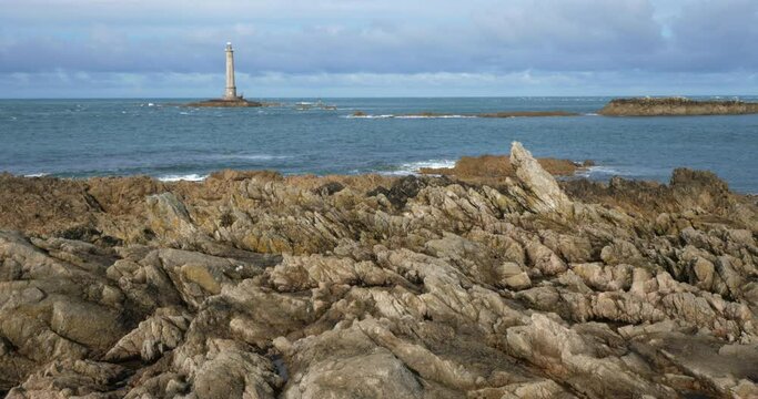 The lighthouse in Goury, Cap de la Hague, Cotentin peninsula, France
