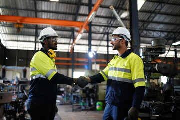 Professional men engineer worker skills quality, maintenance, training industry factory worker , warehouse Workshop for factory operators, mechanical engineering team production.