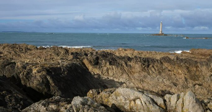 The lighthouse in Goury, Cap de la Hague, Cotentin peninsula, France