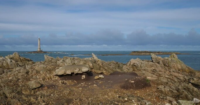 The lighthouse in Goury, Cap de la Hague, Cotentin peninsula, France