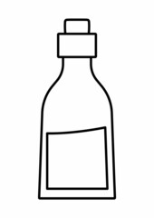 Vector black and white glass bottle with milk isolated on white background. Healthy drink line icon. Dairy product illustration. Organic farm nutrition clipart or coloring page. .