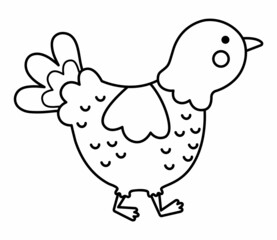Vector black and white little turkey icon. Cute cartoon gobbler illustration for kids. Farm baby bird isolated on white background. Line animal picture or coloring page for children.