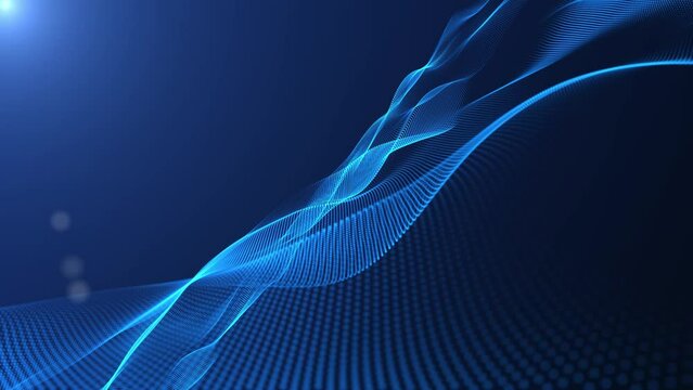 4k blue abstract background video,beautiful abstract wave technology background with blue light digital effect corporate concept,