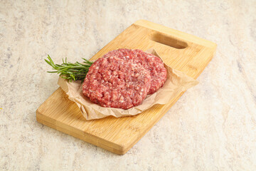 Raw beef burger cutlet for grill