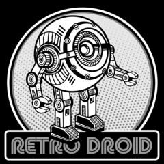 Fototapeta premium Retro Robot Mascot in Droid Character Design 