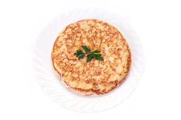 typical spanish potato omelette isolated