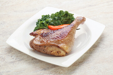 Roasted duck leg with orange sauce
