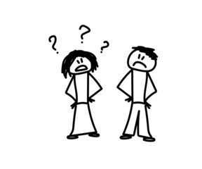 Fototapeta na wymiar The couple quarrel and fight. Sketch. Vector illustration.