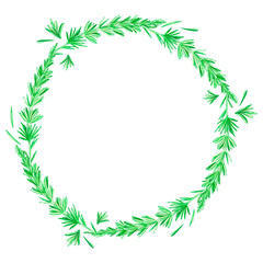 Fototapeta na wymiar Rosemary wreath. Watercolor vintage illustration. Isolated on a white background. For your design.
