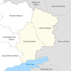 Donetsk and Lugansk regions within Ukraine map template for your design
