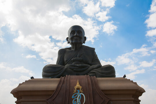Monk statue as know Luang Pu Thuat at Wat Huay Mongkol temple, Hua Hin, Thailand