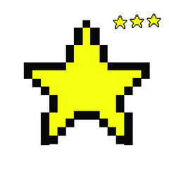 Pixel shaped star vector icon illustration used for game icons