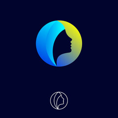 Woman and staring at the moon logo