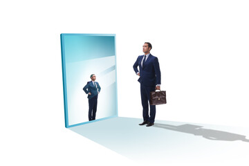 Young businessman in alter ego concept