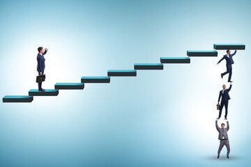 Fototapeta premium Teamwork concept with businessmen helping each other